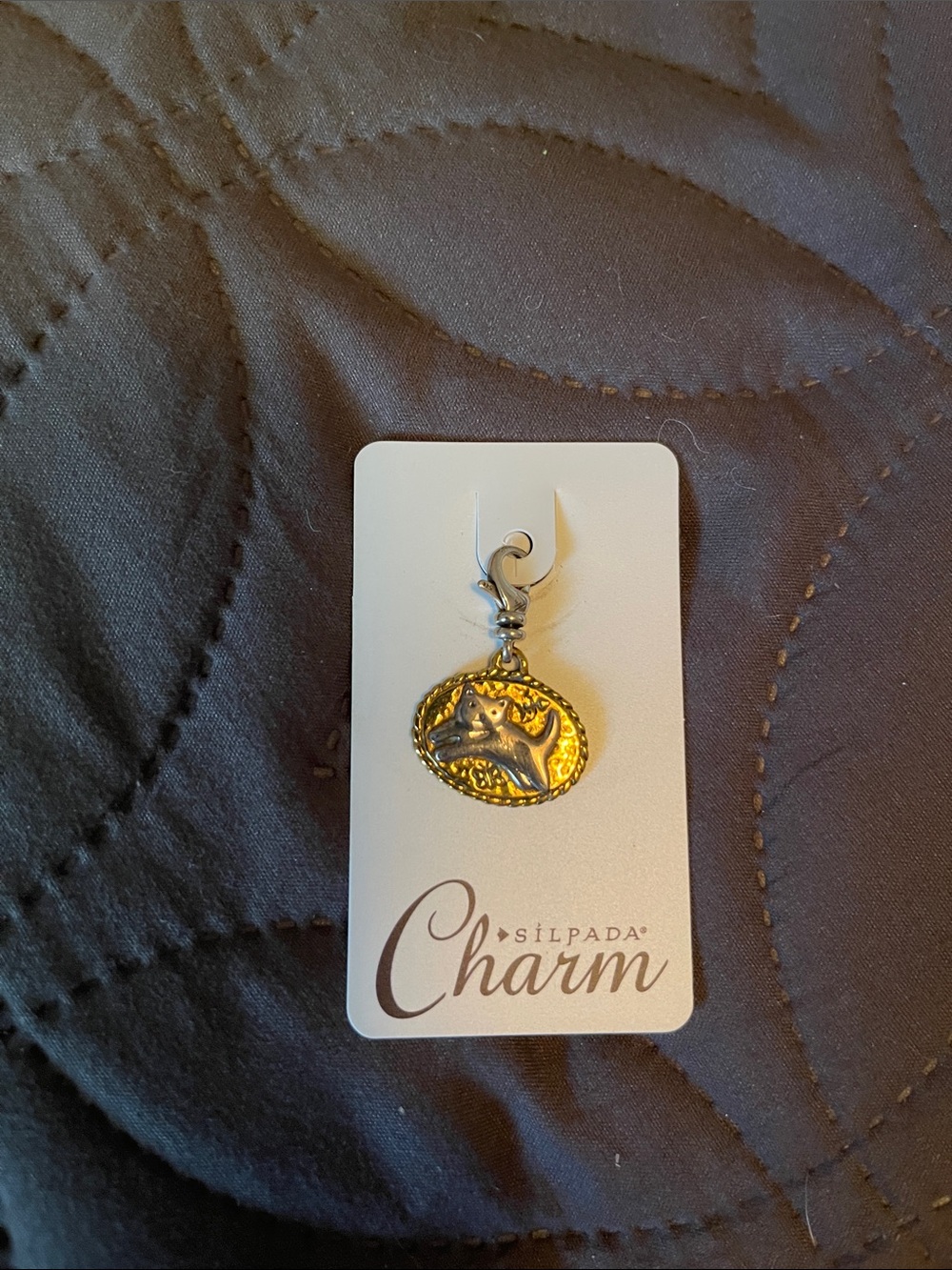 Silpada Gold and Silver cat Charm Pendant